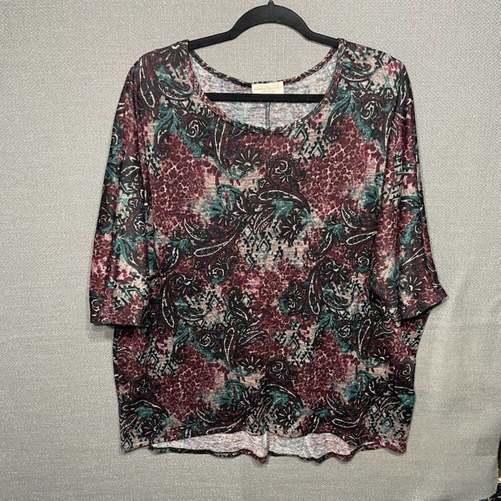 Bobbie Brooks Celestial Paisley 3/4 Sleeve Relaxed Cozy Sweater Grandmacore 2X